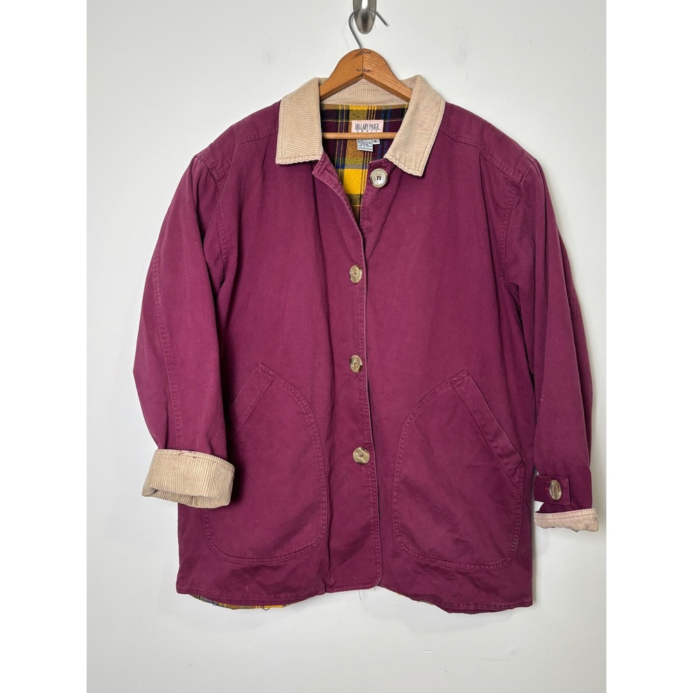 Womenβs Utility Jacket with Corduroy Collar - Plum